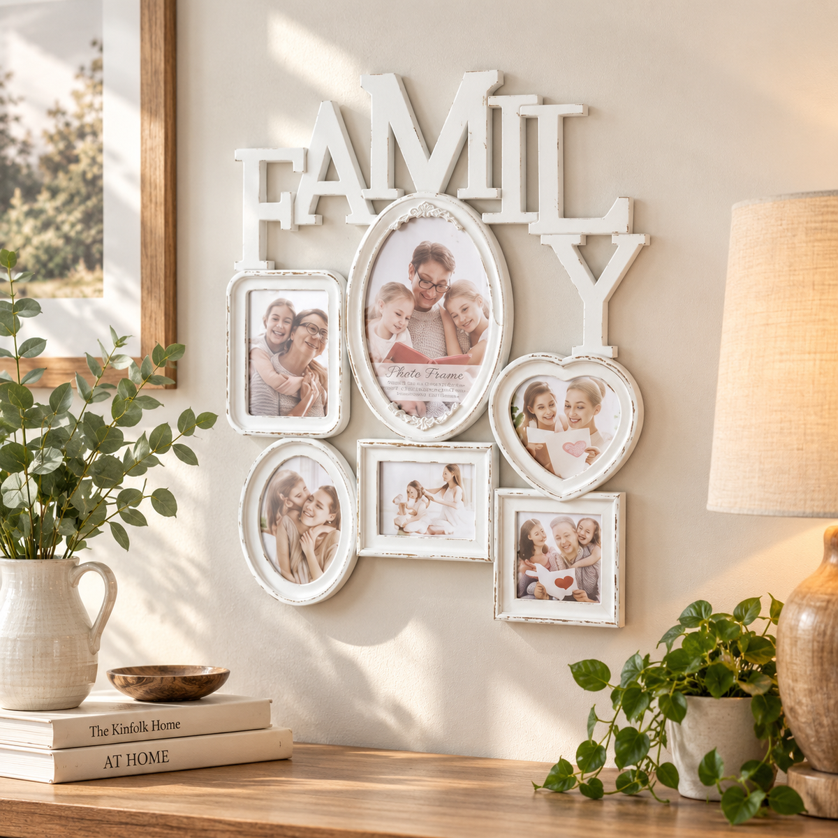 Vintage Family Collage Frame – Black & Gold