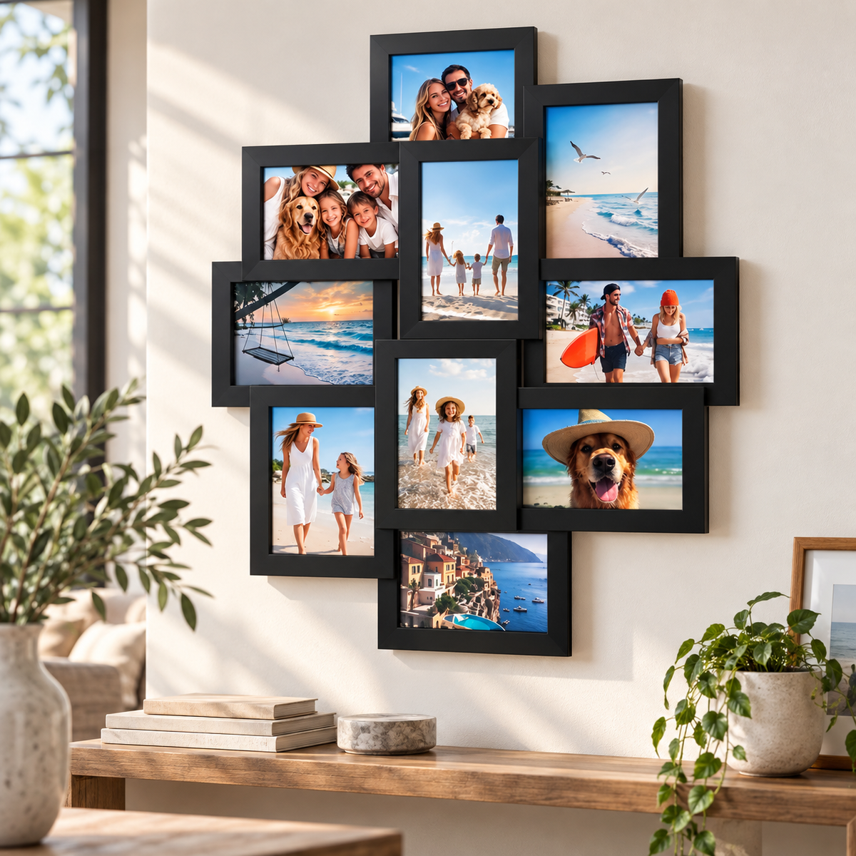Classic Black Multi-Photo Wall Frame – 9 Photos