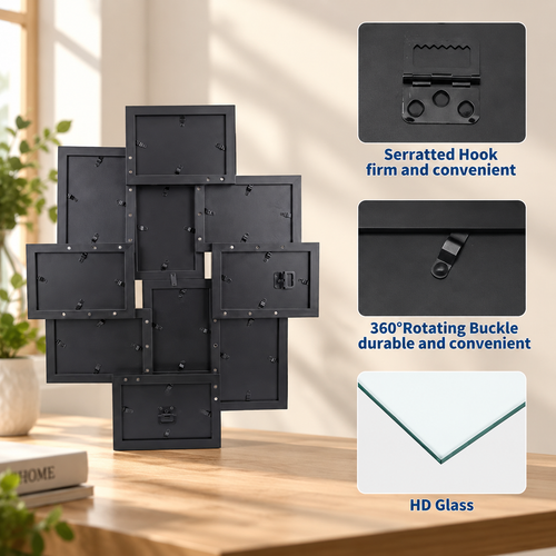 Classic Black Multi-Photo Wall Frame – 9 Photos