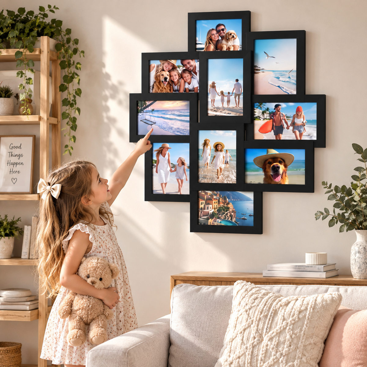 Classic Black Multi-Photo Wall Frame – 9 Photos