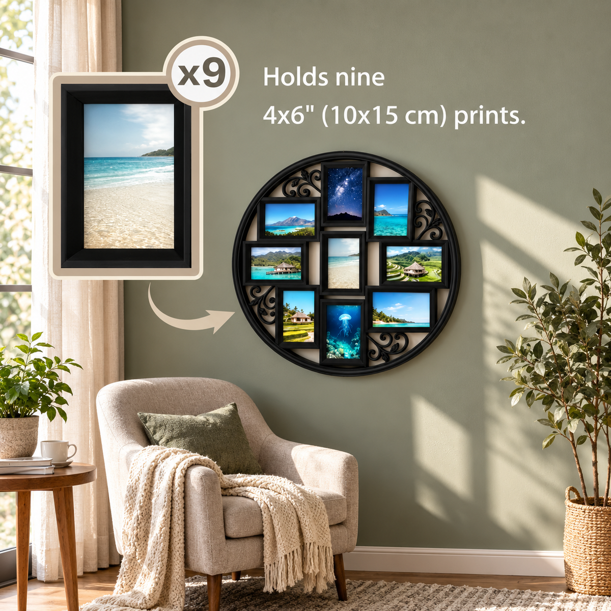 Modern Black Collage Wall Frame – 9 Photos