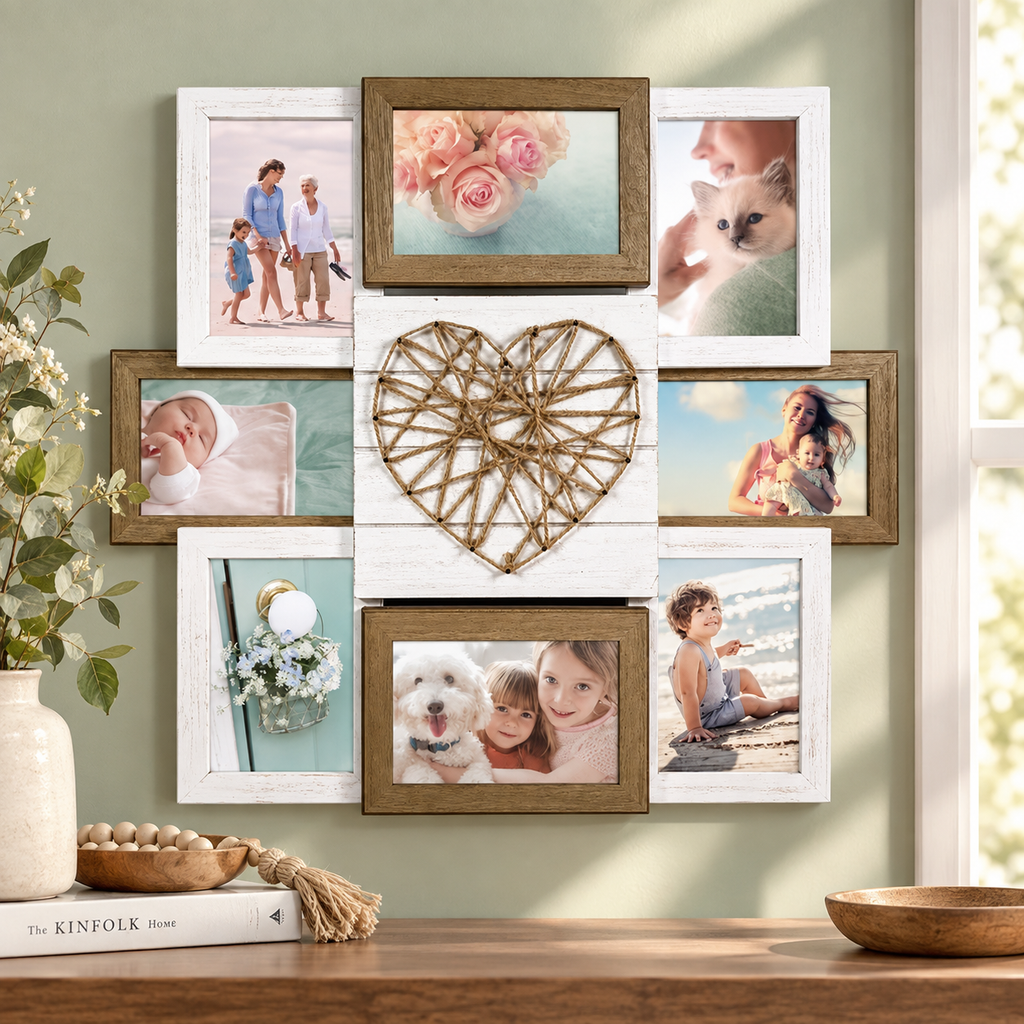 Rustic String Art Collage Frame – 8 Photos