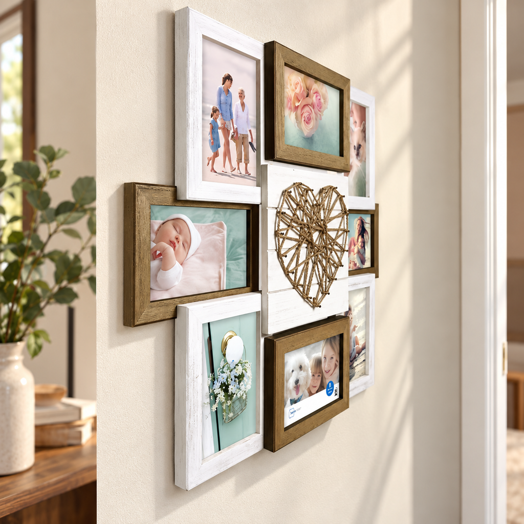 Rustic String Art Collage Frame – 8 Photos